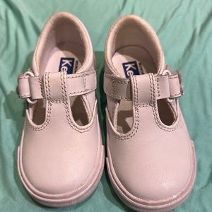White leather toddler Keds.